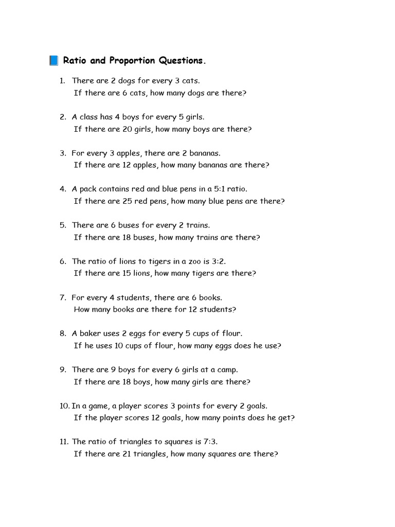 Ratio and Proportion Practice Questions | PDF