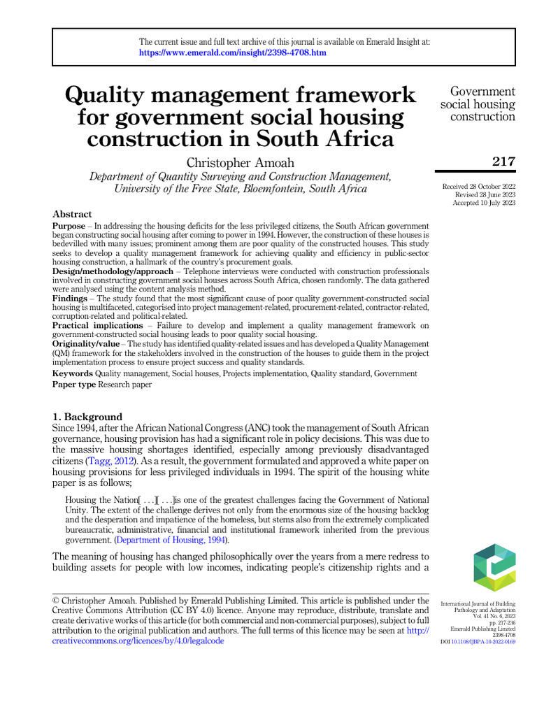 Quality Management in Social Housing | PDF | Quality Management ...
