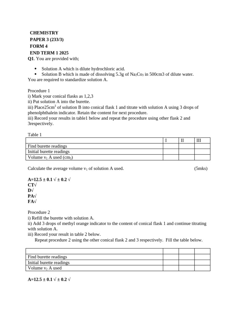 Chemistry Titration Experiment Guide | PDF | Titration | Chemistry