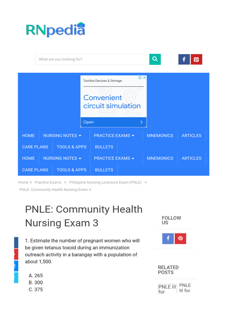 PNLE Community Health Nursing Exam 3 | PDF | Breastfeeding | Lactation
