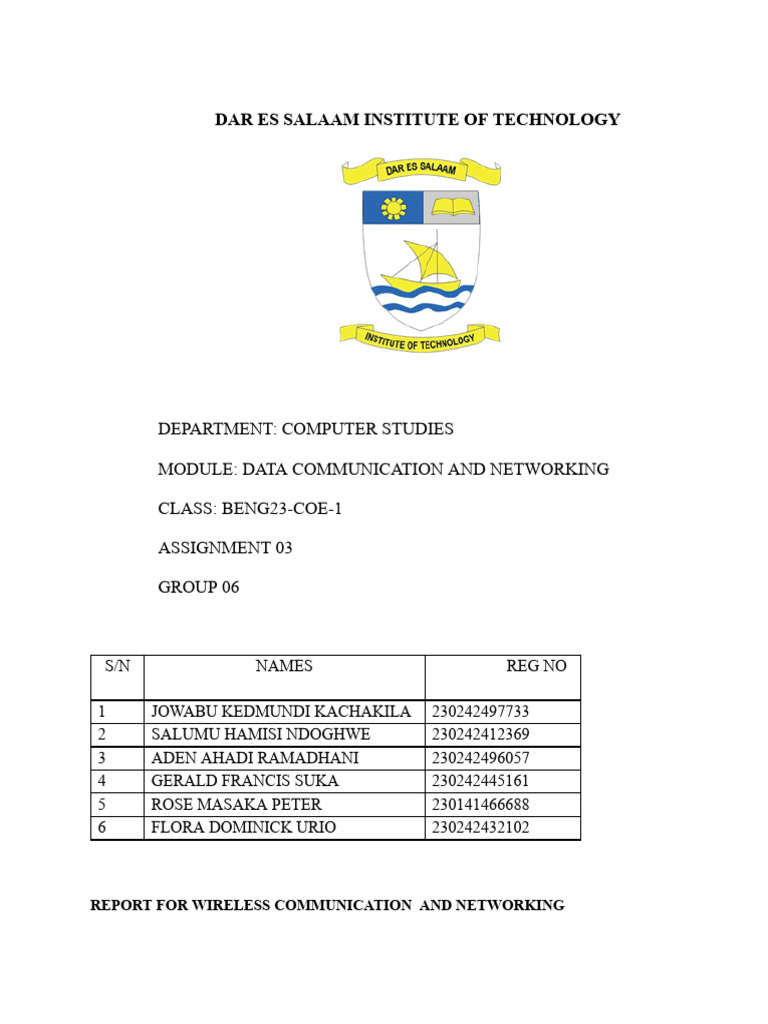 Wireless Communication Networking Report | PDF | Wireless Ad Hoc ...
