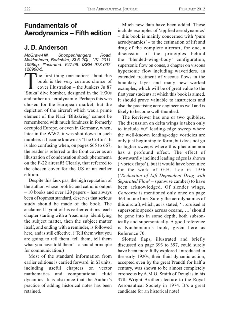 Fundamentals of Aerodynamics - Fifth Edition: J. D. Anderson | PDF ...
