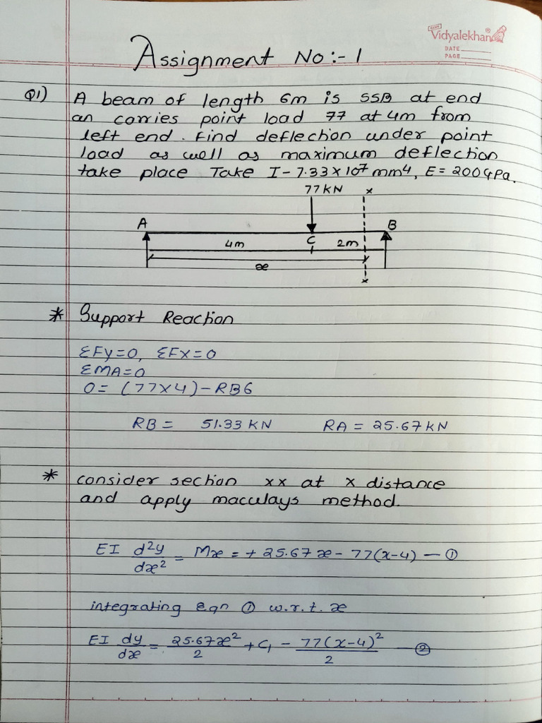 Maximum Deflection in Beam Analysis | PDF