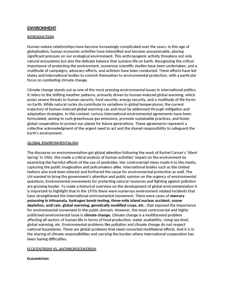 ENVIRONMENT | PDF | United Nations Framework Convention On Climate ...