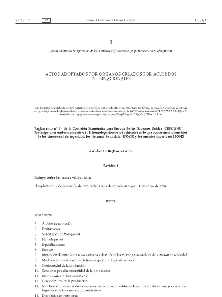 Unece R14 | PDF | Cinturón de seguridad | Estado miembro de la Unión ...