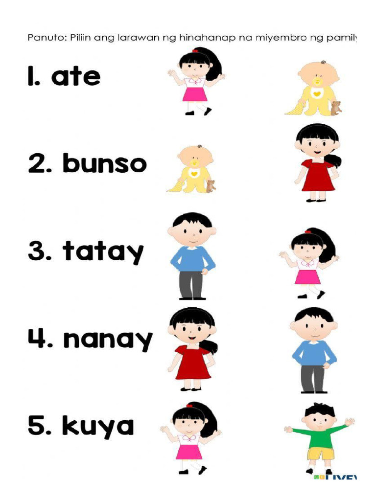 Kasapi NG Pamilya Worksheets | PDF