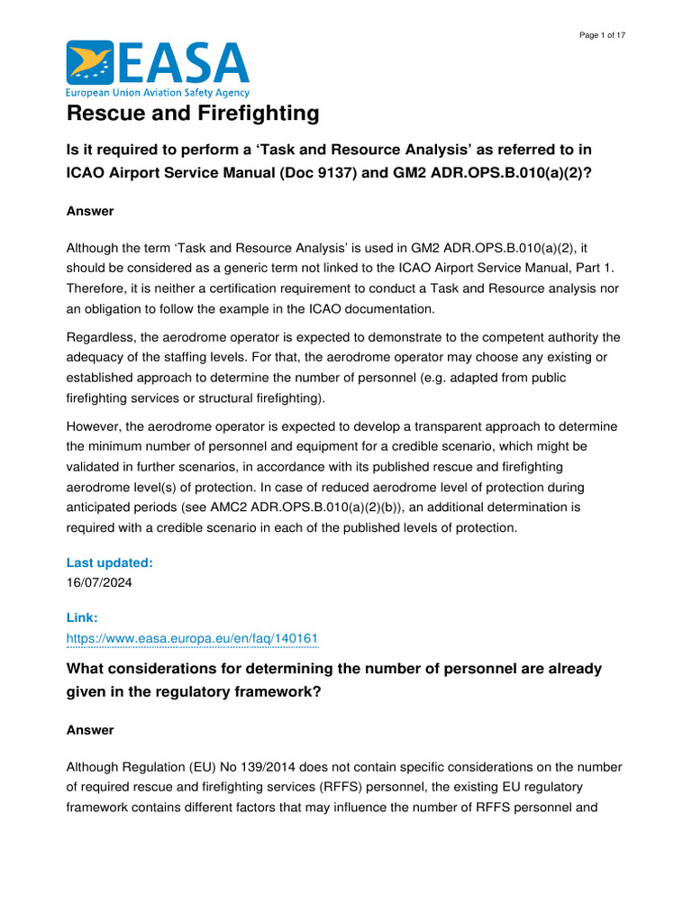 RFFS Personnel Determination Guidelines | PDF | Airport | Aircraft