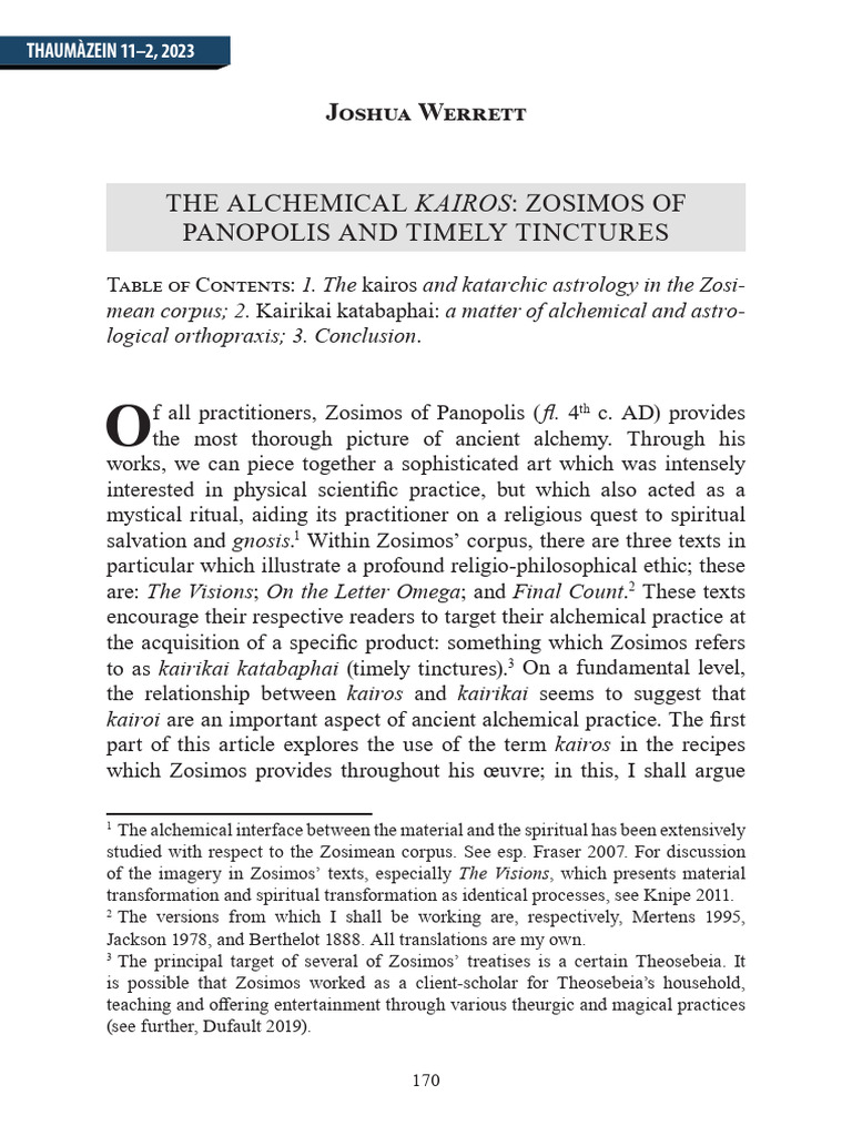 Zosimos of Panopolis: Alchemical Kairos | PDF | Alchemy | Gnosticism