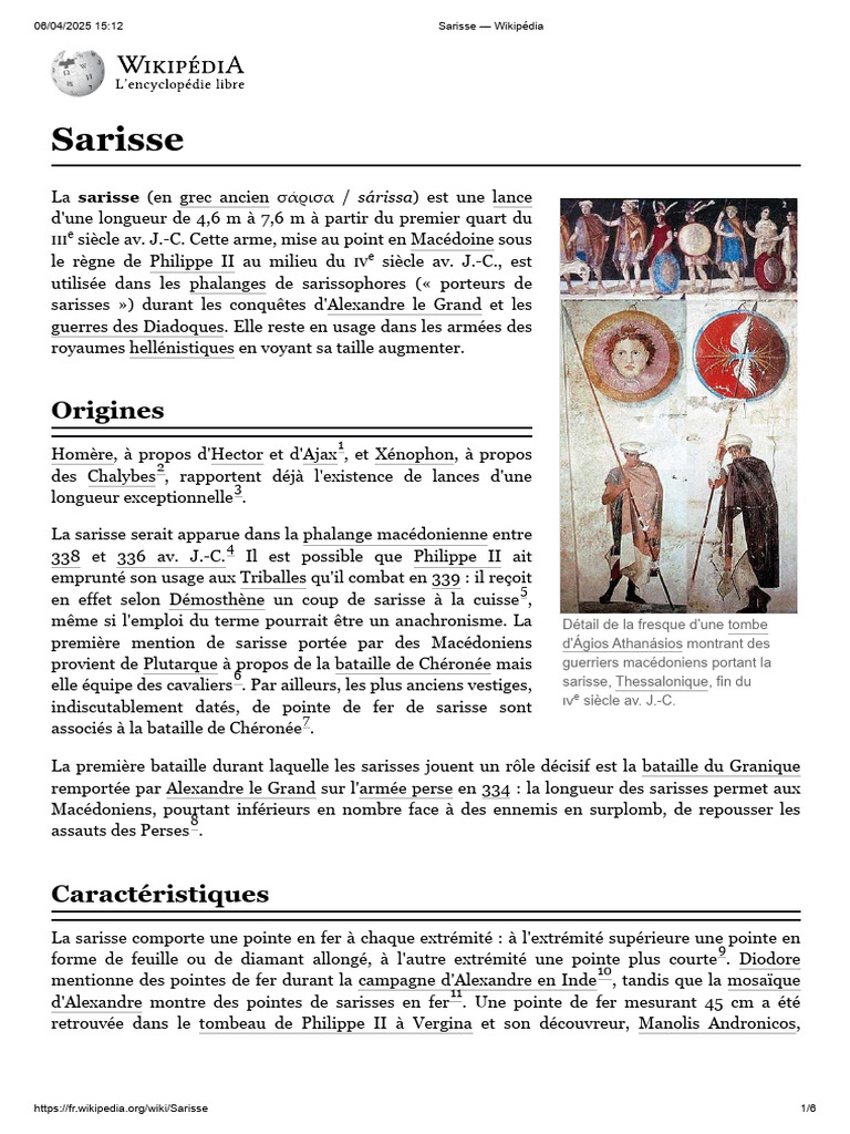 La sarisse : arme des phalanges macédoniennes | PDF | Macédoine ...