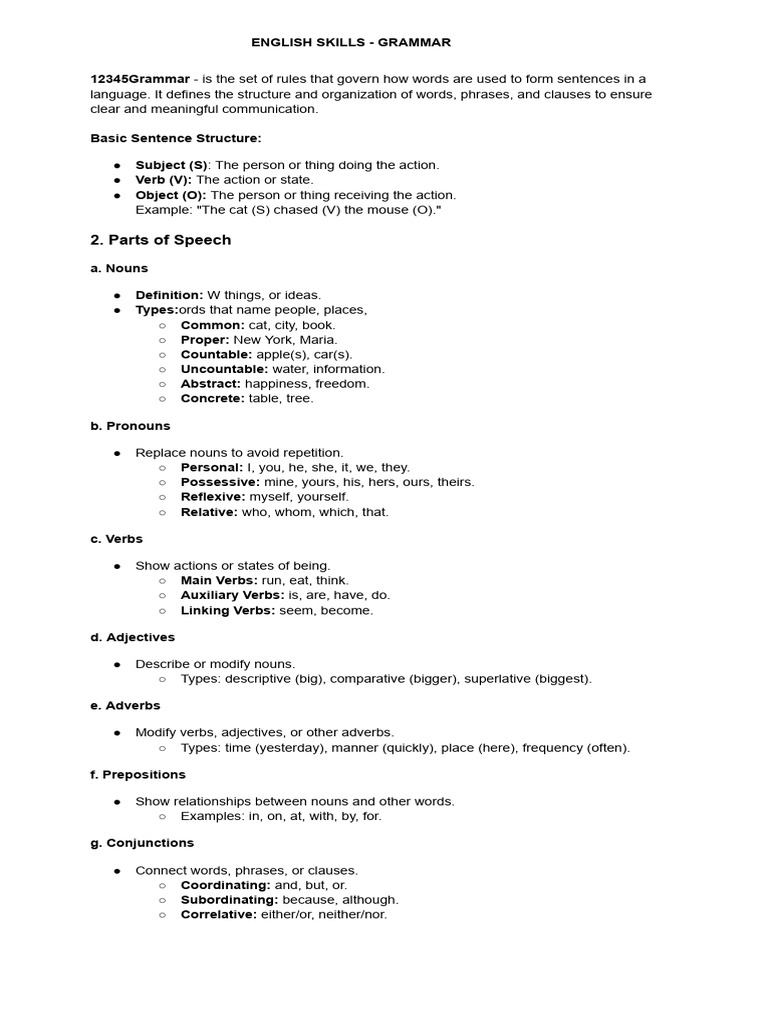 English Skills - Grammar | PDF | Noun | Verb