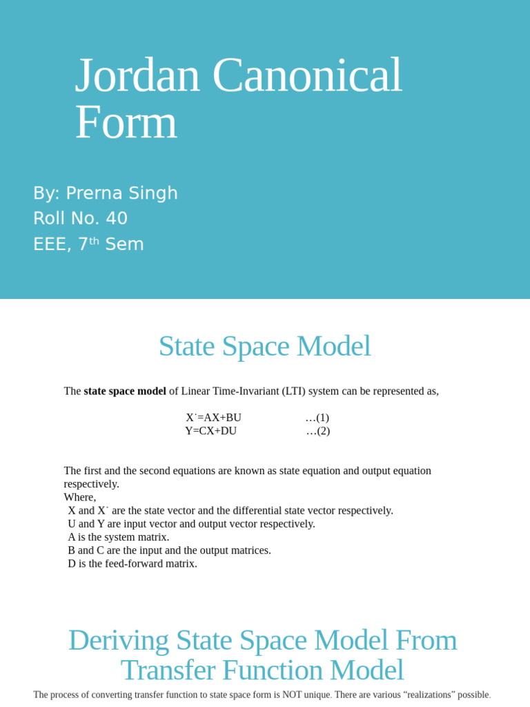 Jordan Canonical Form in State Space Model | PDF