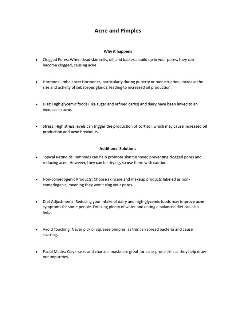 Causes and Solutions for Acne | PDF