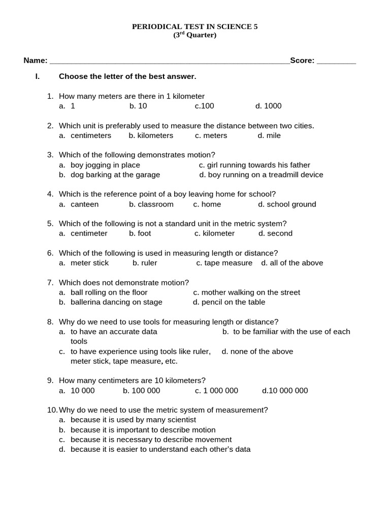 3rd Quarter Periodic Test in Science 5 2022-2023 | PDF | Light ...
