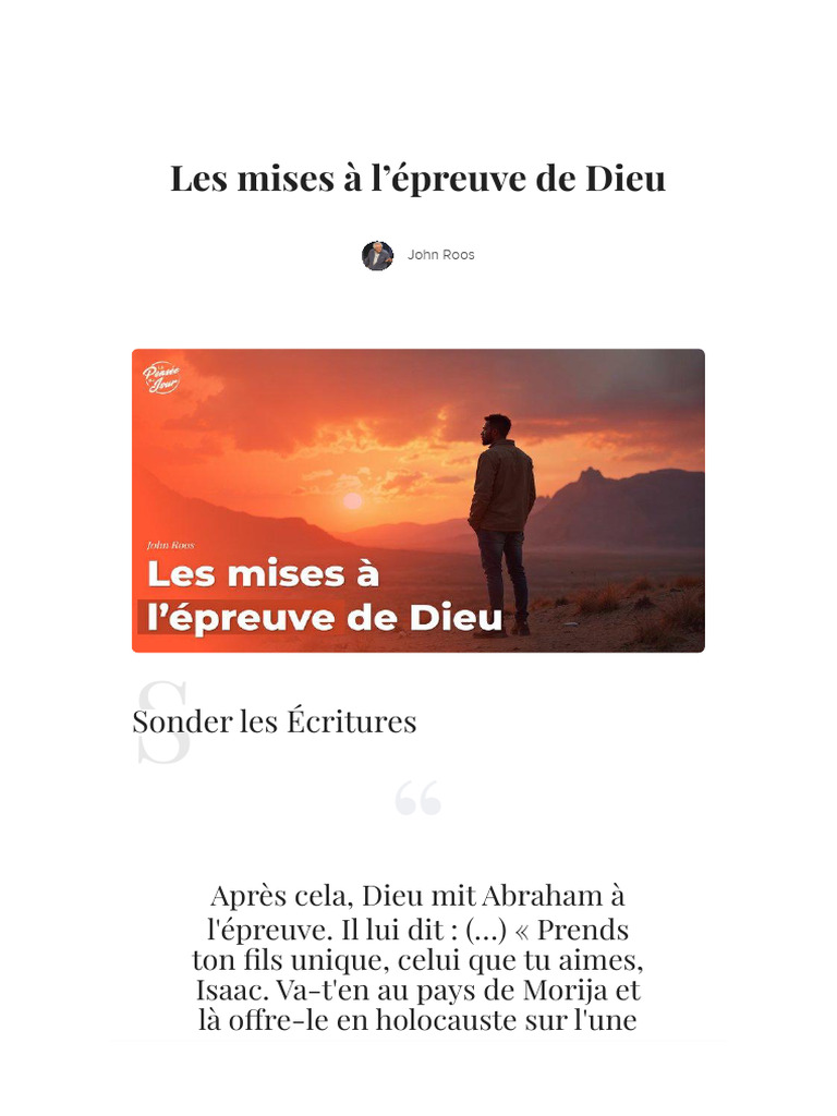 Épreuves de foi : leçons d'Abraham | PDF | Isaac | Abraham