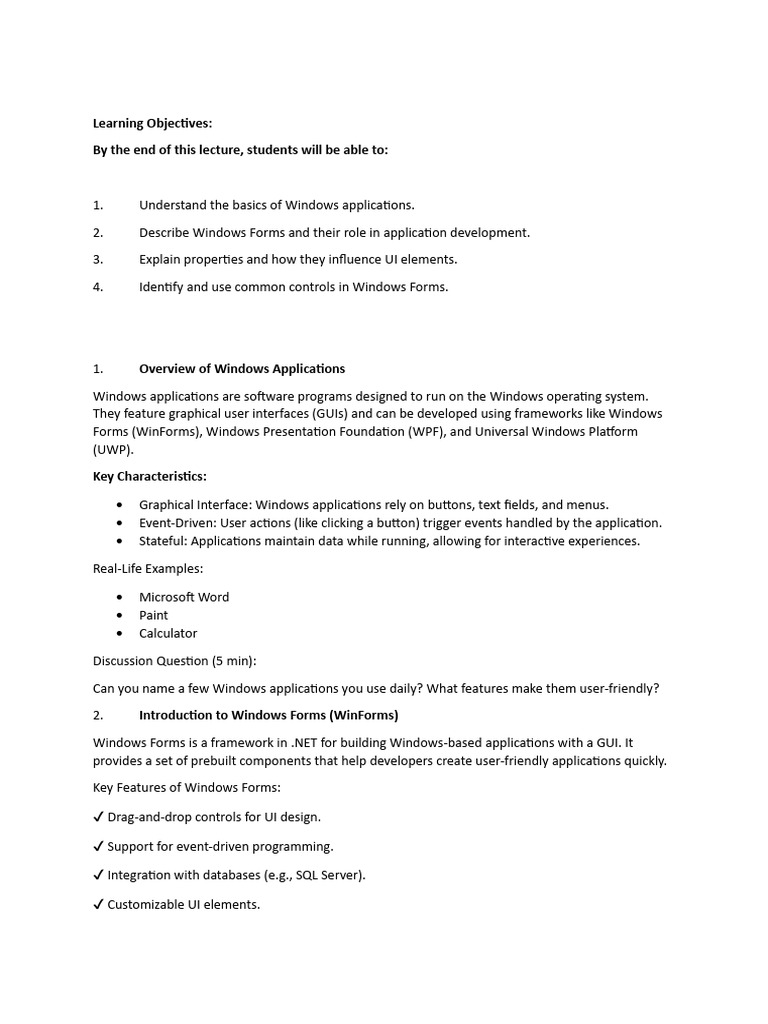 Windows Forms Basics for Developers | PDF | Windows Presentation ...