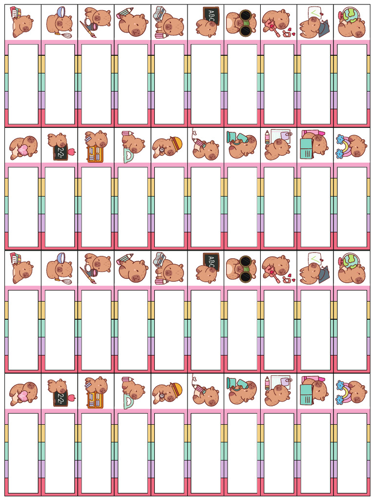 Daily Visual Student Timetable Colorful Capybara Cartoons - 20250306 ...