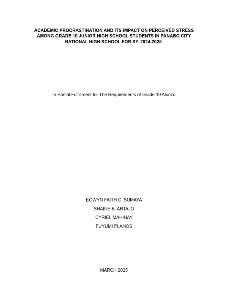 Impact of Procrastination on Student Stress | PDF | Procrastination ...