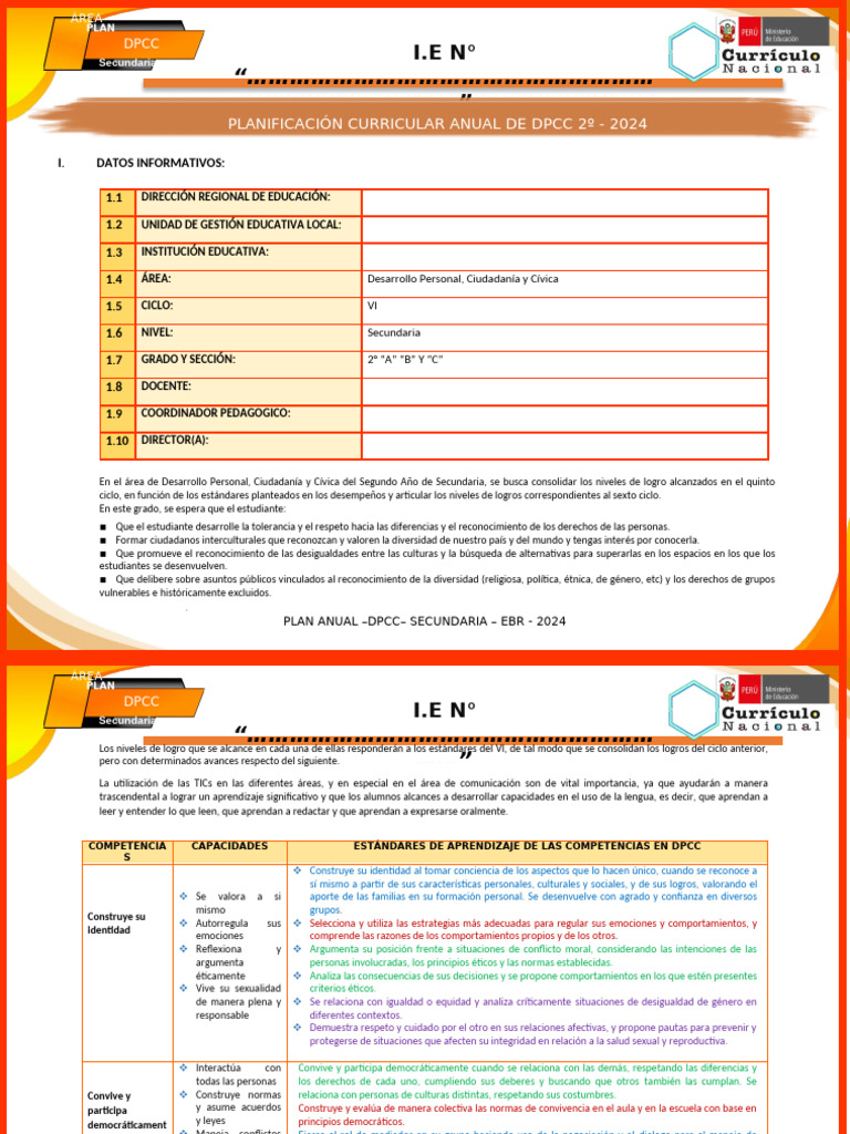 Plan Anual DPCC 2° Secundaria 2024 | PDF | Ciudadanía | Las emociones