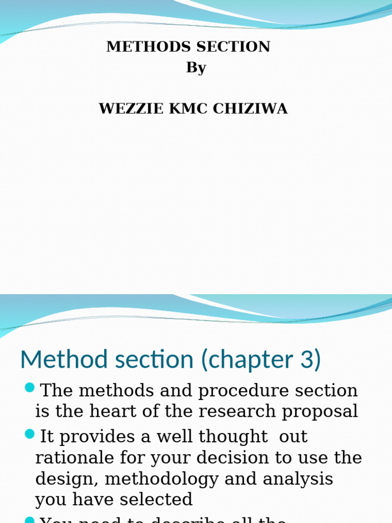 Lesson 6 Methods Section Chapt 3 | PDF