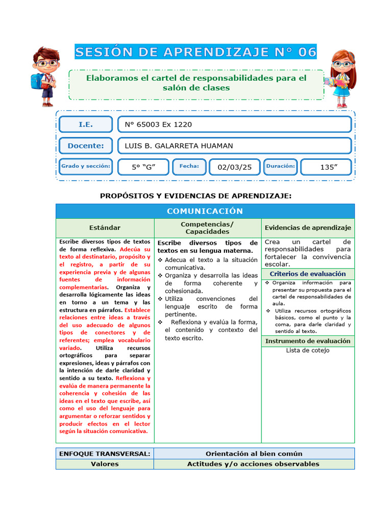 Cartel de Responsabilidades en Aula | PDF | Salón de clases | Aprendizaje