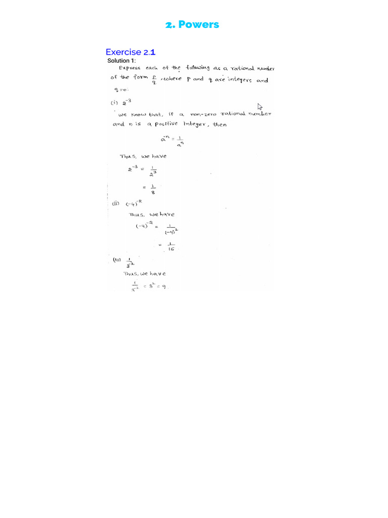 Powers Exercises and Solutions Guide | PDF