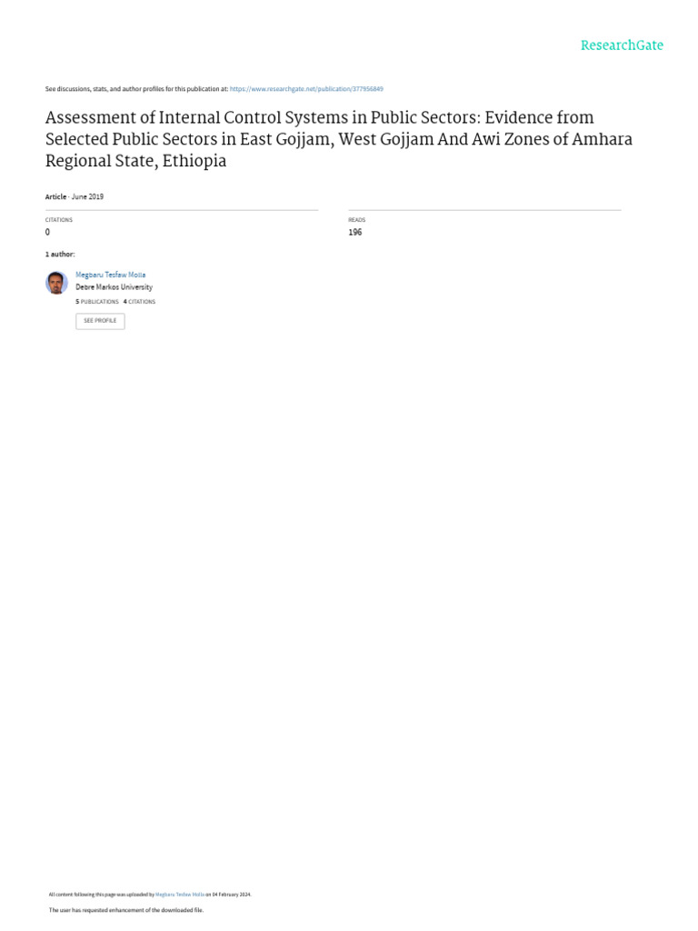 Internal Control Systems in Ethiopian Public Sectors | PDF | Internal ...