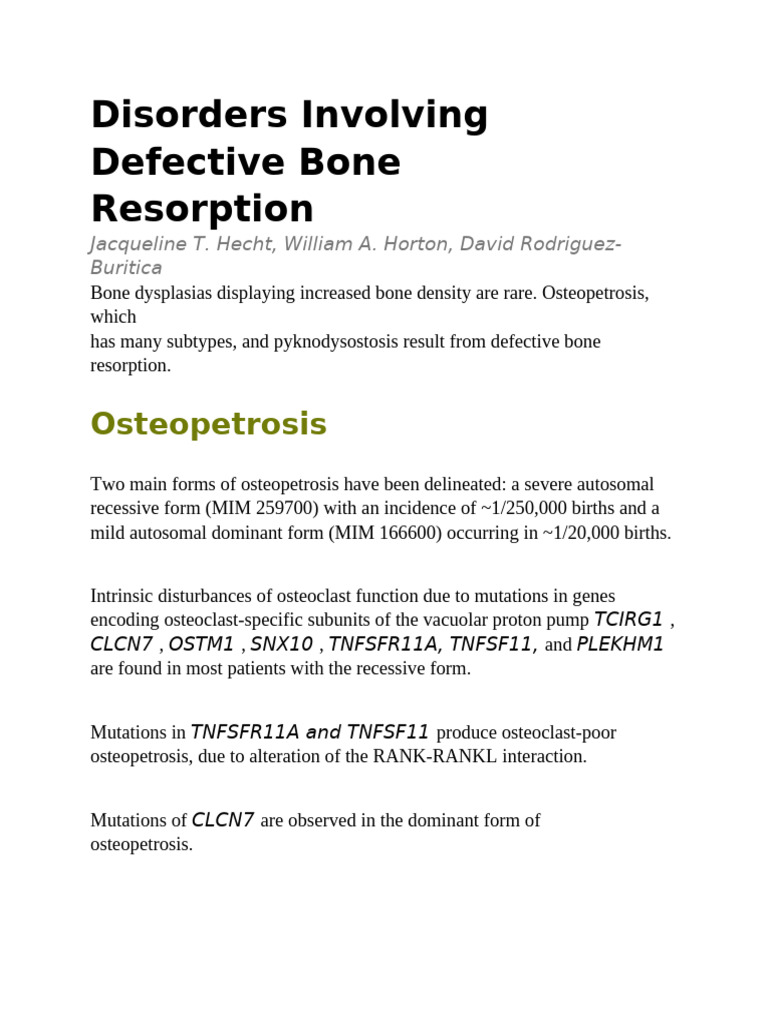 Disorders Involving Defective Bone | PDF | Diseases And Disorders ...
