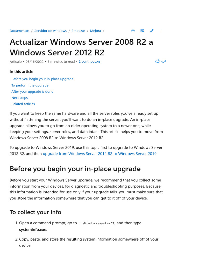 Actualización de Windows Server 2012 R2 a 2019 | PDF | Microsoft ...