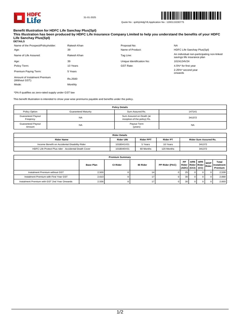 Illustration qckhjrt4dg7r8 | PDF | Life Insurance | Insurance