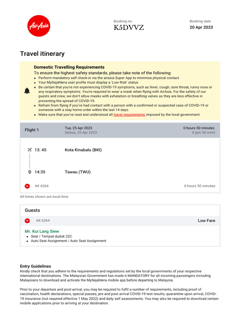 AirAsia COVID-19 Travel Guidelines | PDF | Pandemic