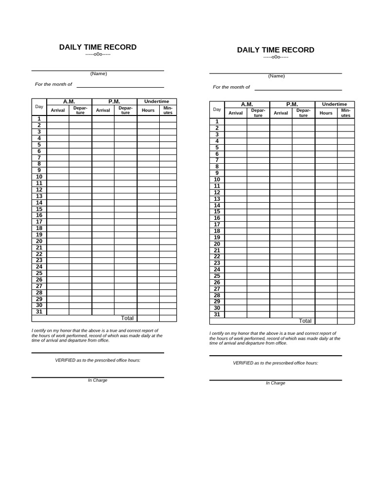 Appendix 24 Daily Time Record DTR | PDF