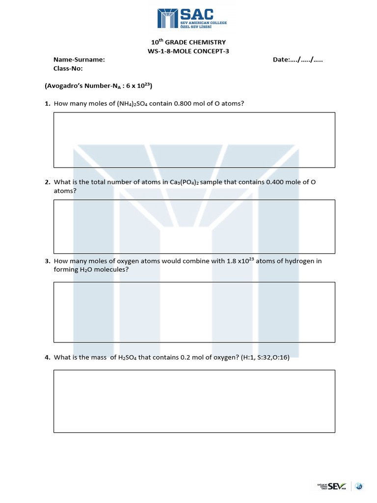 Mole Concept Practice Problems | PDF