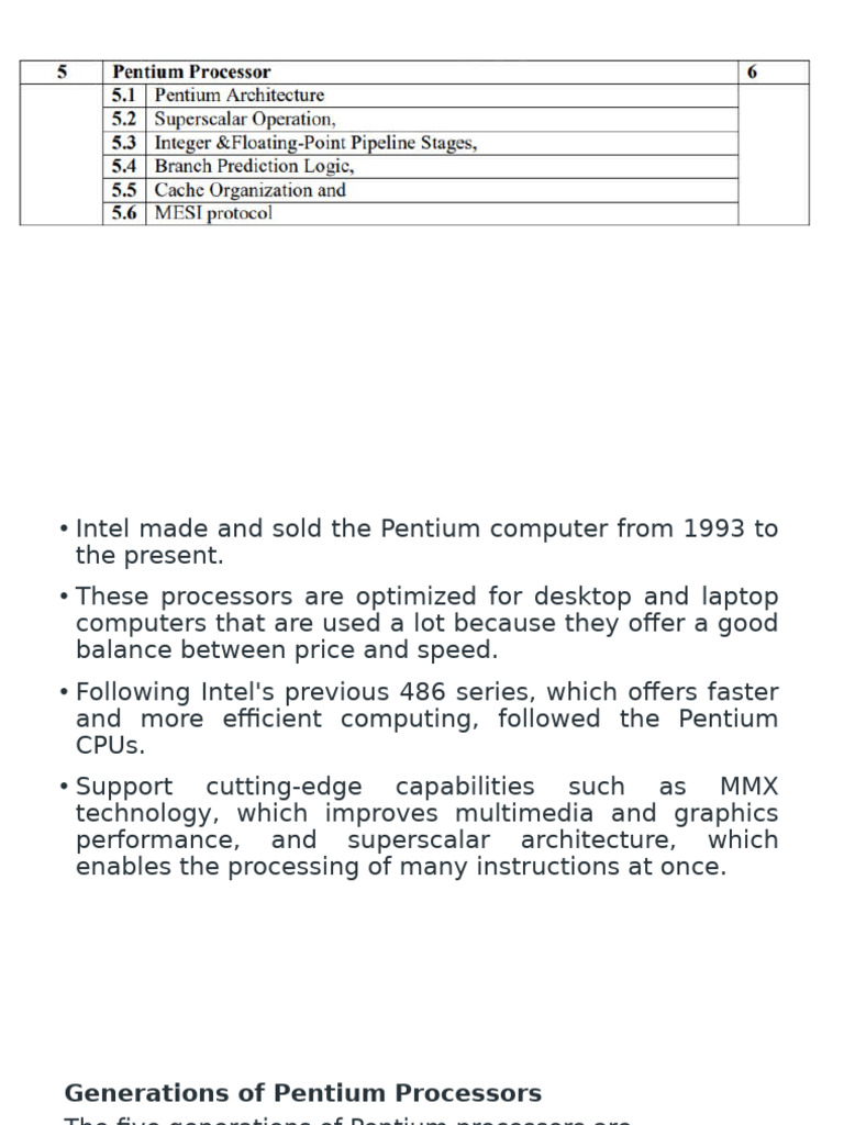 Overview of Intel Pentium Processors | PDF | Cpu Cache | Central ...