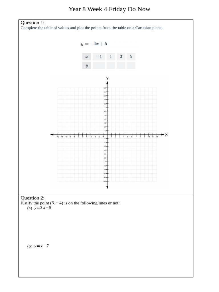 Year 8 Week 4 Friday Do NOW | PDF