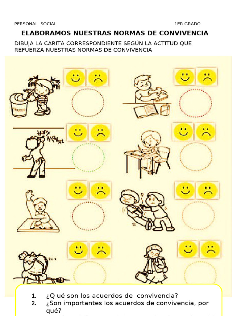 Normas de Convivencia para Primer Grado | PDF