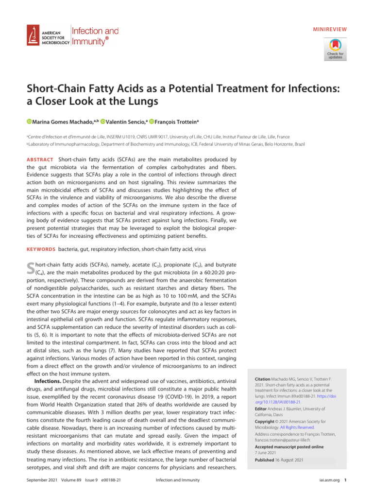 Machado Et Al 2021 Short Chain Fatty Acids As A Potential Treatment For ...