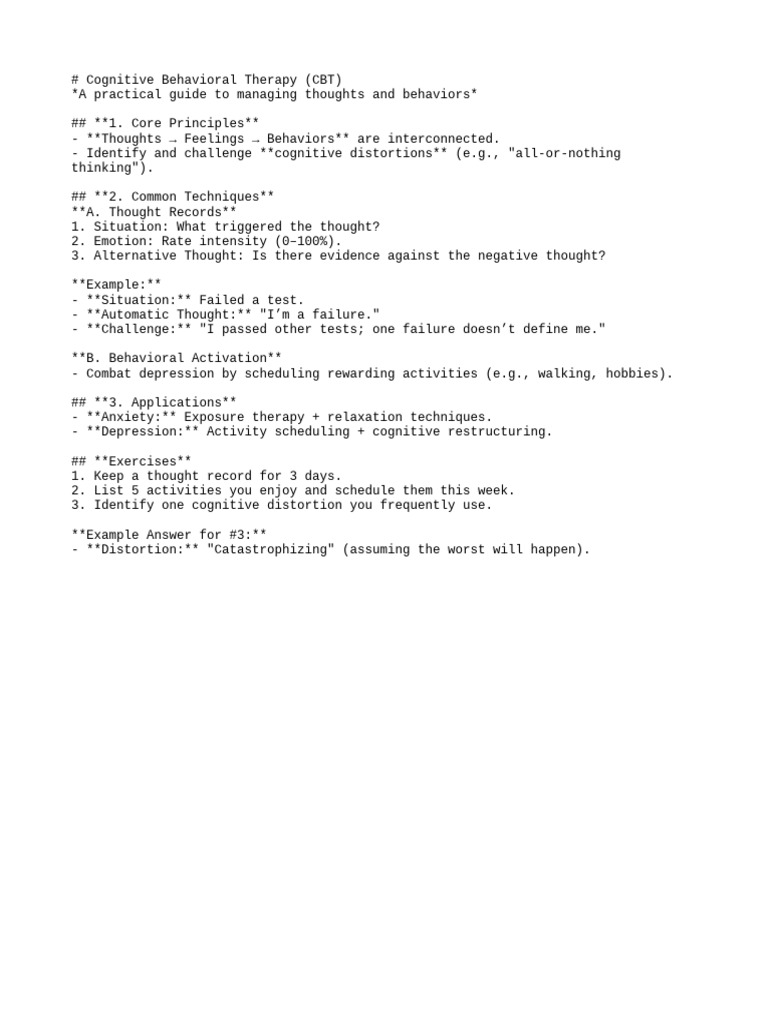 Psychology Cognitive Behavioral Therapy | PDF