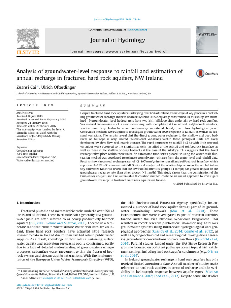Groundwater Recharge in Hard Rock Aquifers | PDF | Aquifer | Groundwater