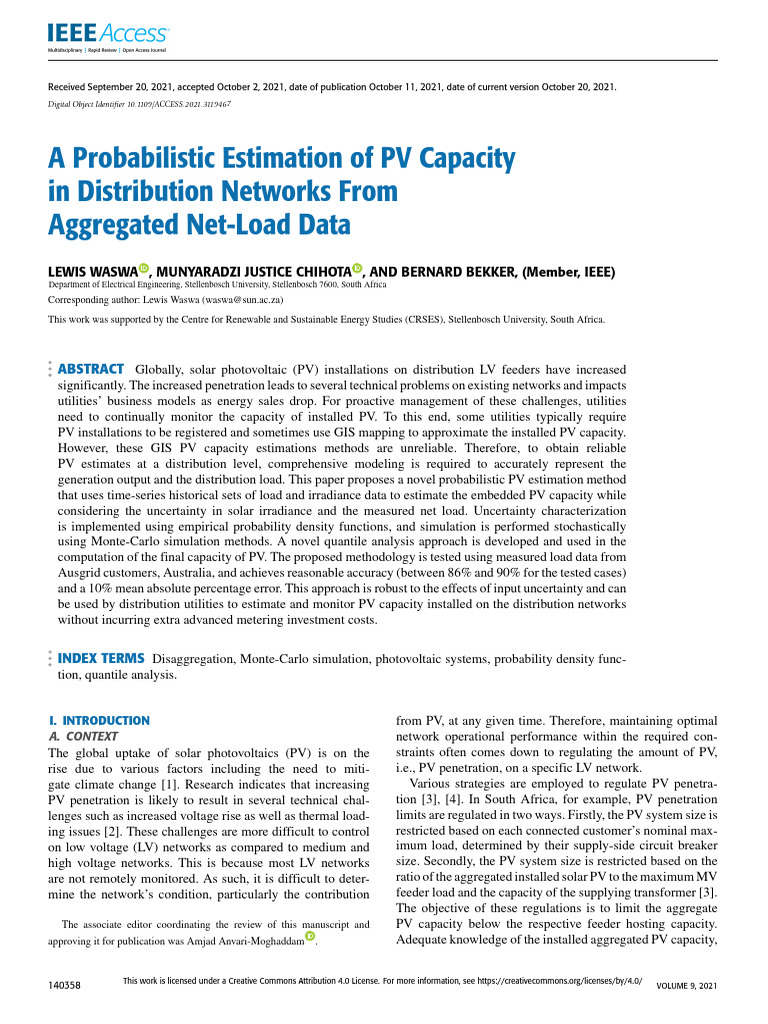 Probabilistic PV Capacity Estimation | PDF | Photovoltaics ...