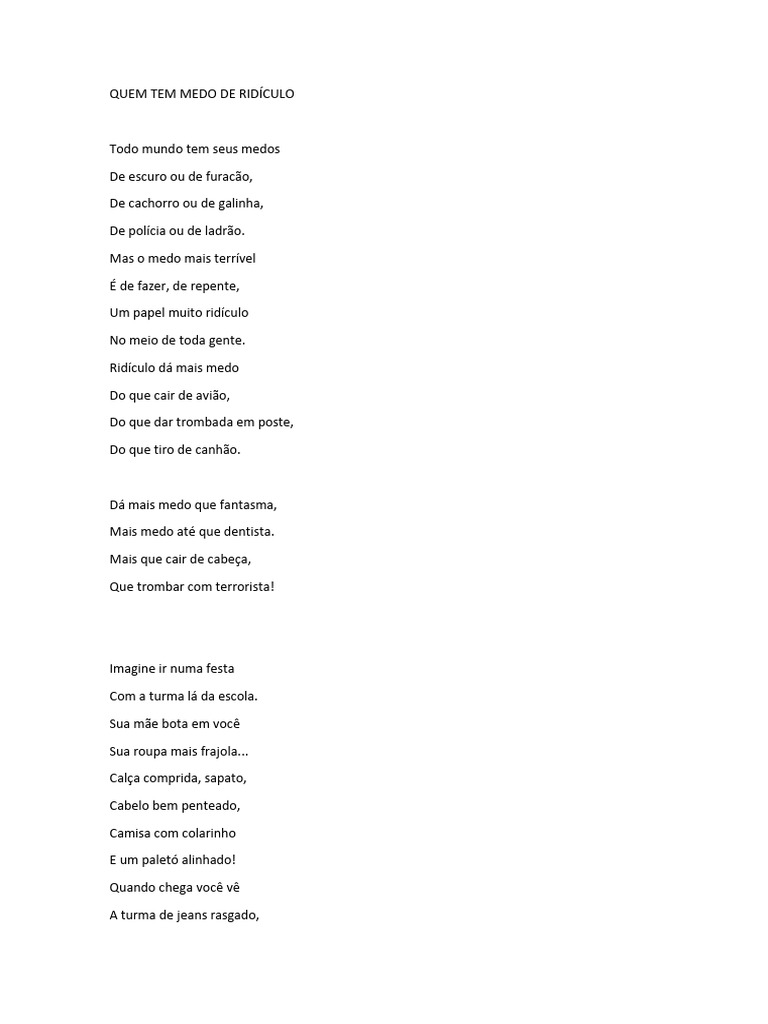 Quem Tem Medo Do Ridículo - Ruth Rocha | PDF