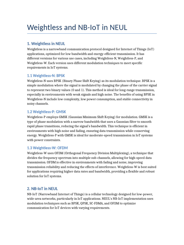 Weightless and NB IoT in NEUL | PDF | Orthogonal Frequency Division ...