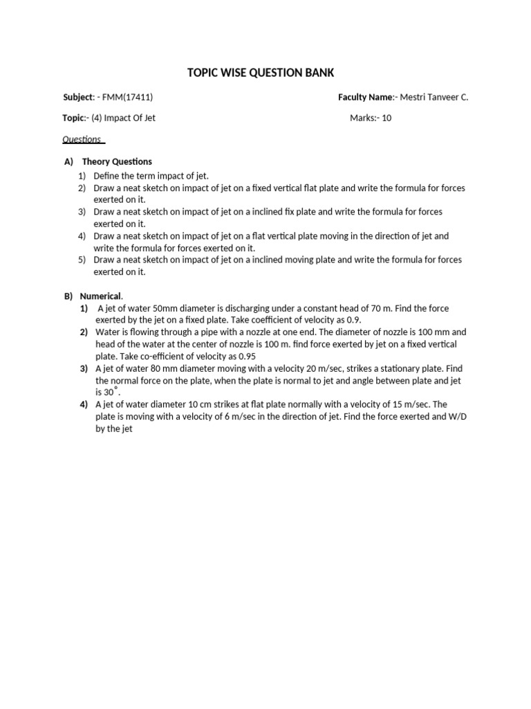 Impact of Jet: Theory & Numerical Questions | PDF