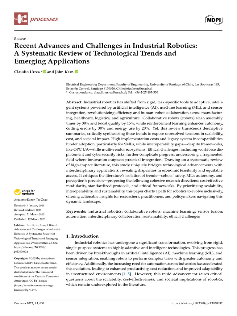 Recent Advances and Challenges in Industrial Robotics | PDF ...