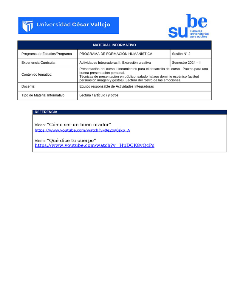 Material Informativo: Expresión Creativa | PDF