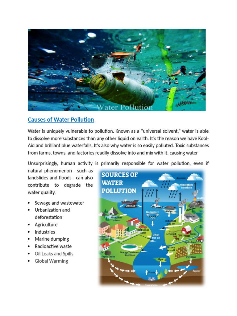 Causes of Water Pollution | PDF | Water Pollution | Waste