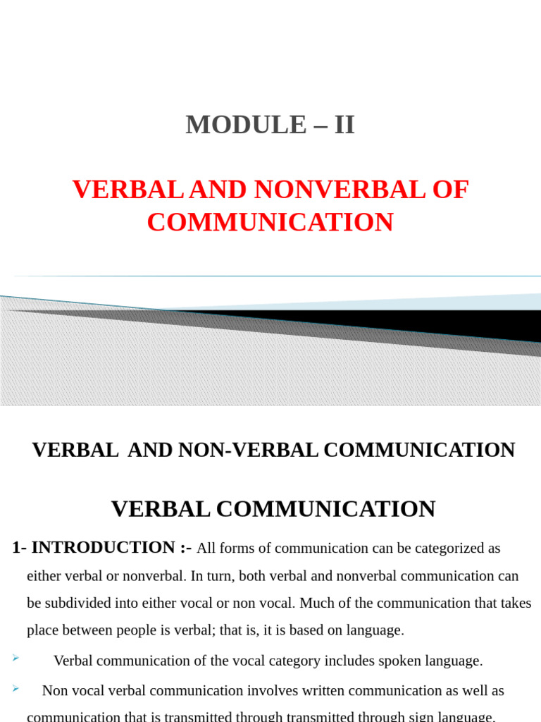 Verbal & Nonverbal Communication | PDF | Body Language | Nonverbal ...