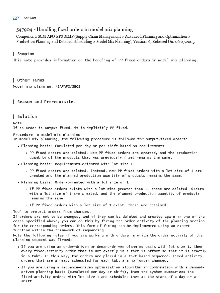 Fixed Orders in Model Mix Planning | PDF | Applied Mathematics | Algorithms