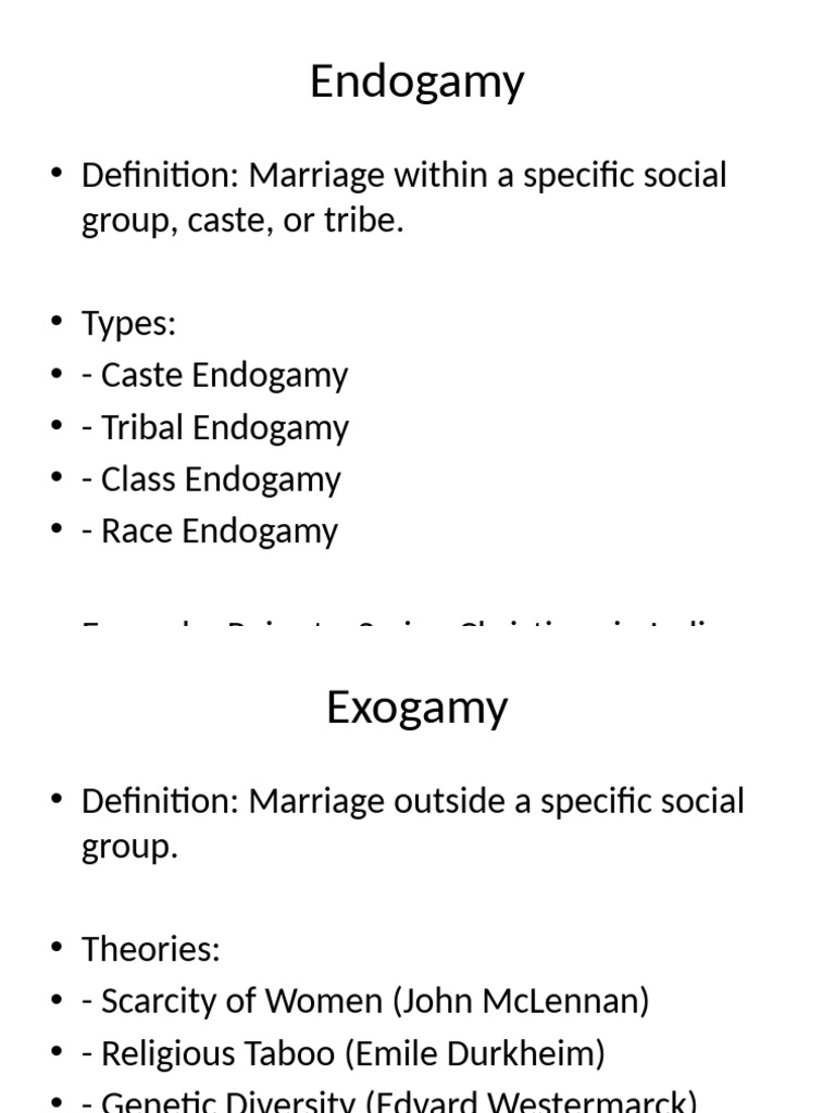 Understanding Endogamy in Marriage Systems | PDF
