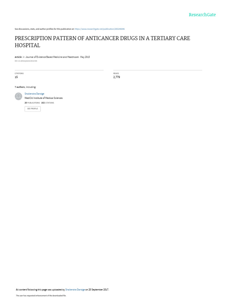Anticancer Drug Prescription Patterns | PDF | Cancer | Chemotherapy