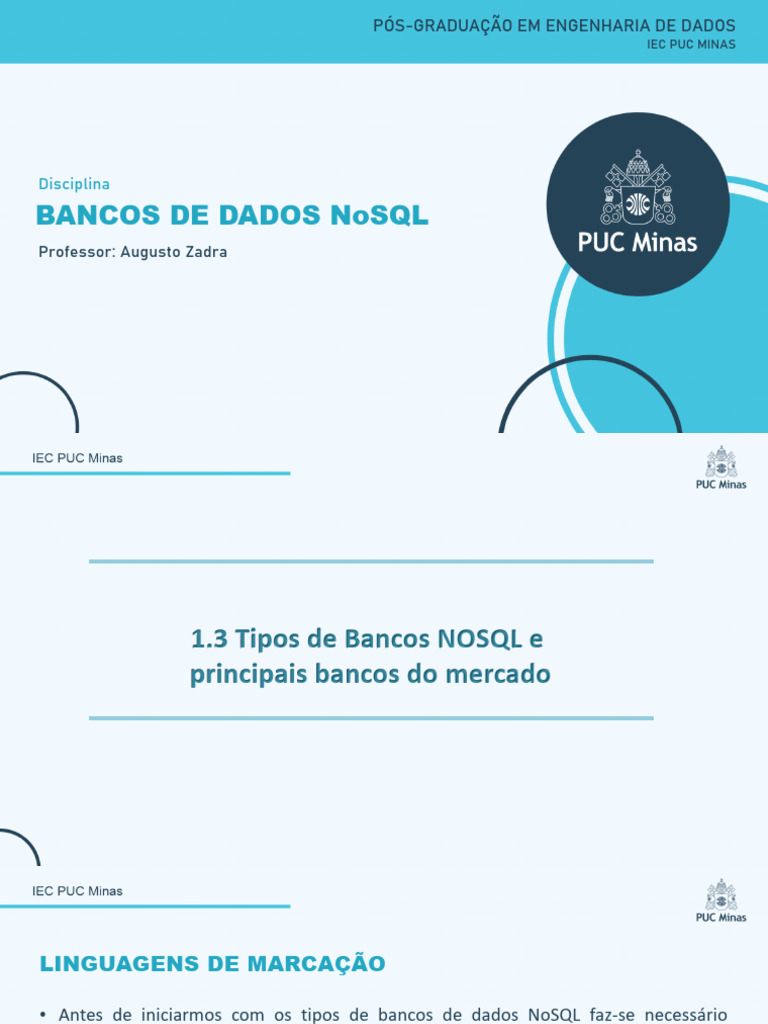 UNIDADE 1 3 Tipos de Bancos NOSQL | PDF | No SQL | XML